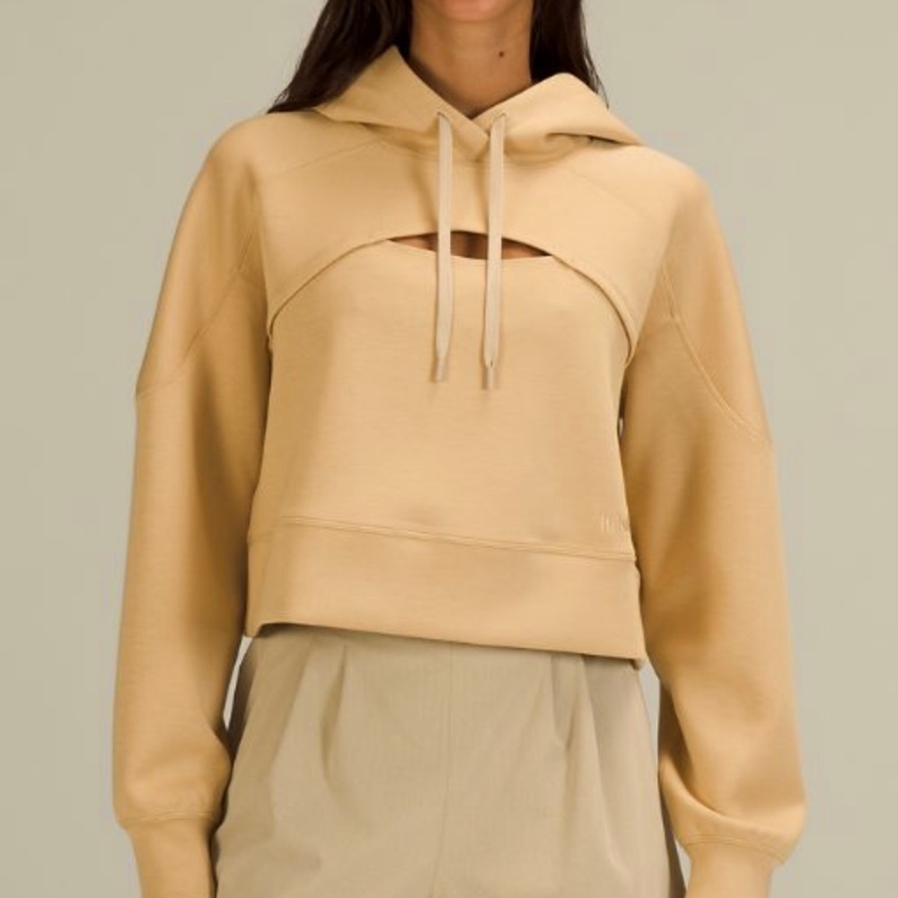 LULULEMON GET CENTRED CROP HOODIE PECAN TAN SZ 6 NEW